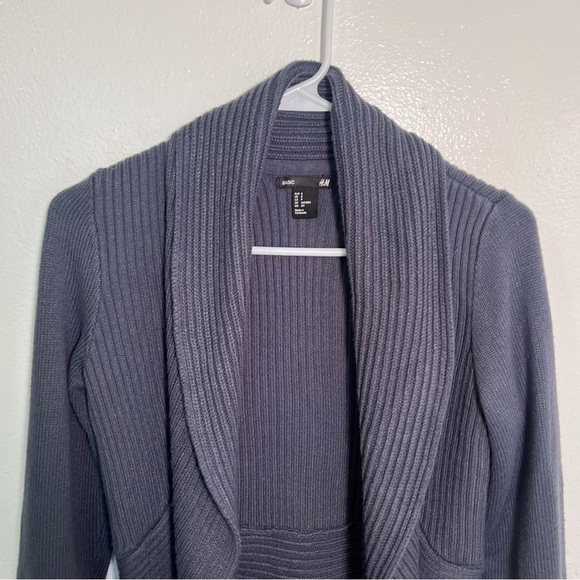 Basic H&M Open Front Cardigan Sweater Blue Gray S - Picture 2 of 8